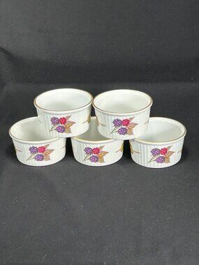 set of 5 Royal Worcester UK Evesham colorful ramekin dishes